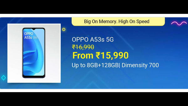 OPPO A53s 5G (Crystal Blue, 128 GB)  (6 GB RAM)