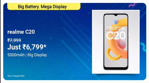 Realme C20 (Cool Blue, 32 GB)  (2 GB RAM)