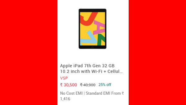 Apple iPad 7th Gen 32 GB 10.2 inch with Wi-Fi + Cellular (Space Grey)