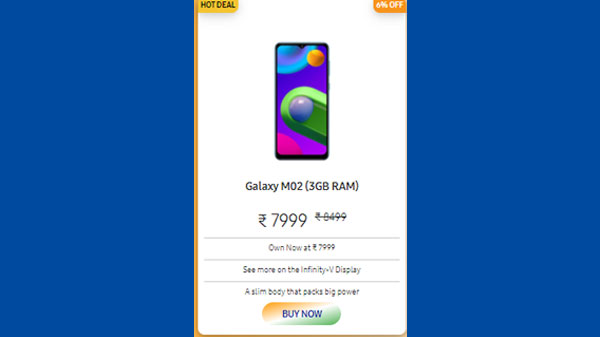 Samsung Galaxy M02 (3GB RAM) (6% Off)