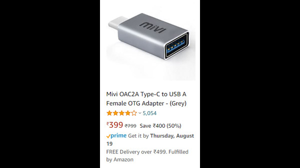 Mivi OAC2A Type-C to USB A Female OTG Adapter - (Grey)