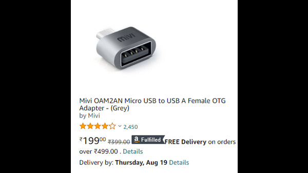 Mivi OAM2AN Micro USB to USB A Female OTG Adapter
