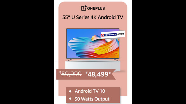 OnePlus 138.7 cm (55 inches) U Series 4K LED Smart Android TV 55U1S (Black) (2021 Model)