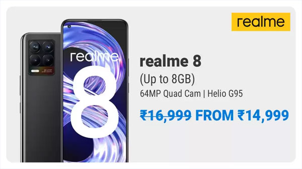 Realme 8 (Cyber Black, 128 GB)  (4 GB RAM)