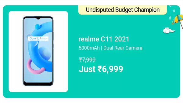 Realme C11 2021 (Cool Blue, 32 GB)  (2 GB RAM)
