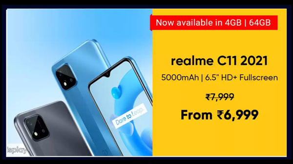 Realme C11 2021 (Cool Blue, 32 GB)  (2 GB RAM)