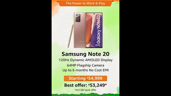 Samsung Galaxy Note 20 (Mystic Bronze, 8GB RAM, 256GB Storage) with No Cost EMI/Additional Exchange Offers