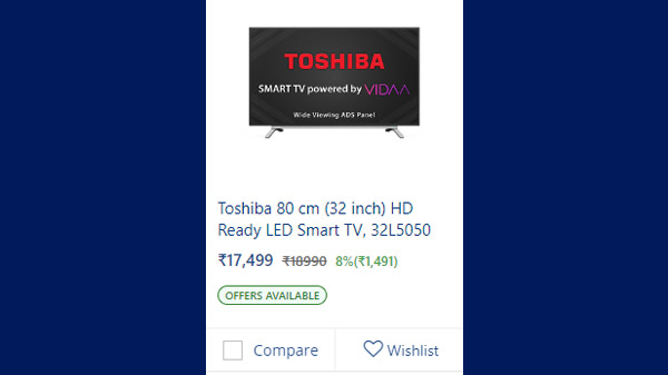 Toshiba 80 cm (32 inch) HD Ready LED Smart TV, 32L5050