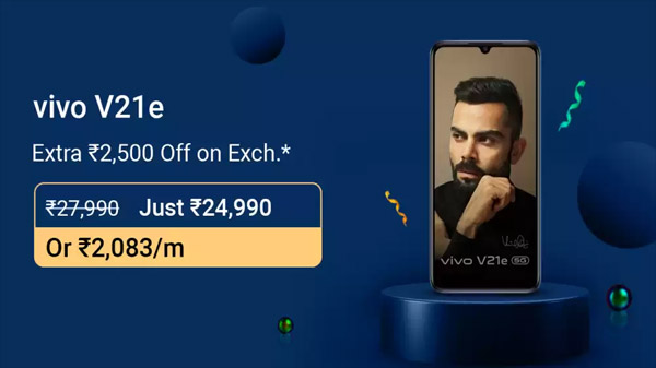 vivo V21e (Dark Pearl, 128 GB)  (8 GB RAM)