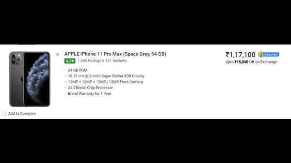 Apple iPhone 11 Pro Max (Space Grey, 64 GB)