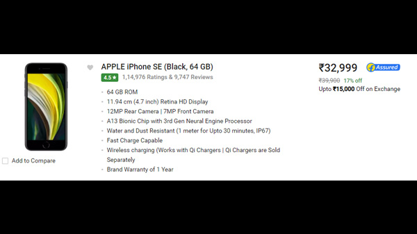 iPhone SE (Black, 64 GB)