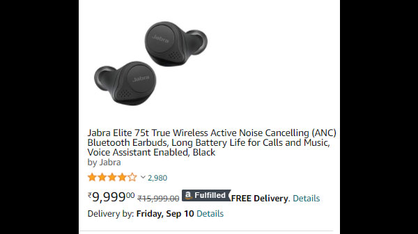 Jabra Elite 75t True Wireless Active Noise Cancelling (ANC) Bluetooth Earbuds