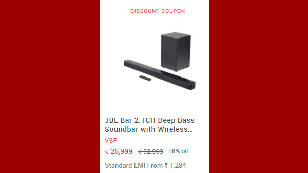 JBL Bar 2.1CH Deep Bass Soundbar with Wireless Subwoofer