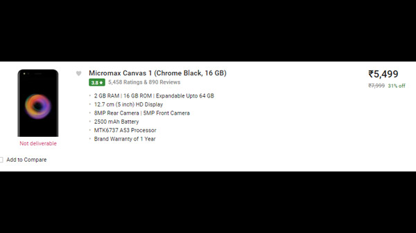 Micromax Canvas 1 (Chrome Black, 16 GB)  (2 GB RAM)