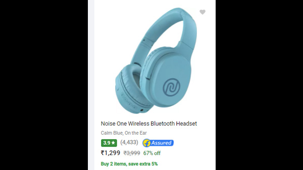 Noise One Wireless Bluetooth Headset  (Calm Blue, On the Ear)