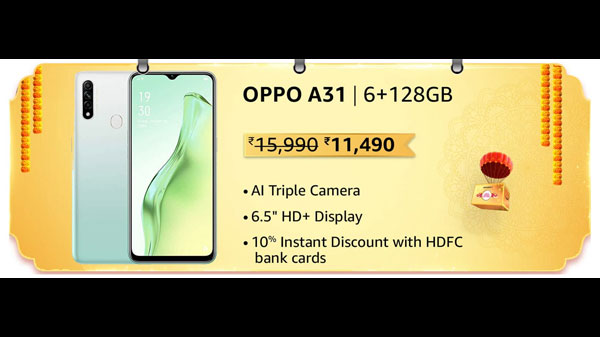 OPPO A31 (Fantasy White, 6GB RAM, 128GB Storage)