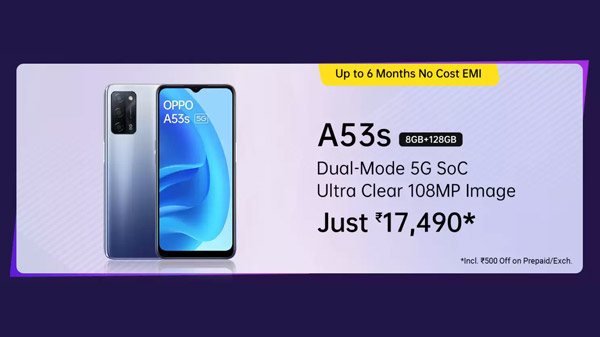 OPPO A53s 5G (Crystal Blue, 128 GB)  (8 GB RAM)