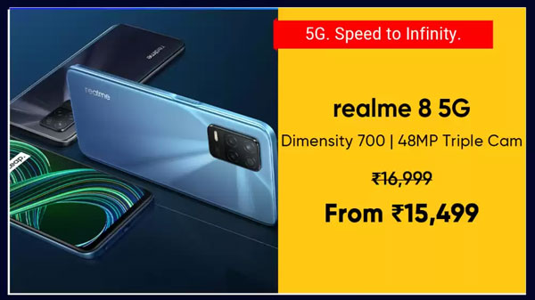 Realme 8 5G (Supersonic Blue, 64 GB)  (4 GB RAM)