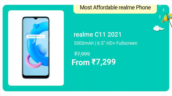 Realme C11 2021 (Cool Blue, 32 GB)  (2 GB RAM)