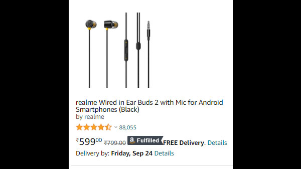 Realme Wired in Ear Buds 2 with Mic for Android Smartphones (Black)