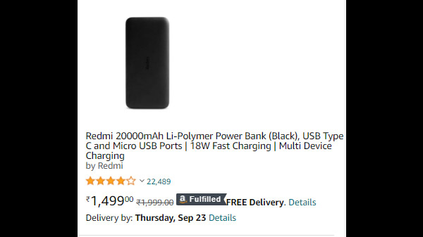Redmi 20000mAh Li-Polymer Power Bank (Black)