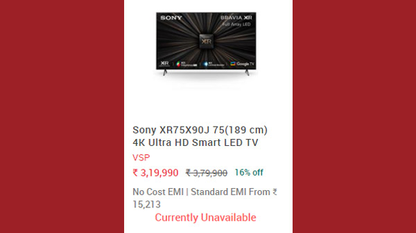 Sony Ultra HD (4K) Smart Android LED 75 inch(189 cm) XR75X90J (2021 Model Edition)