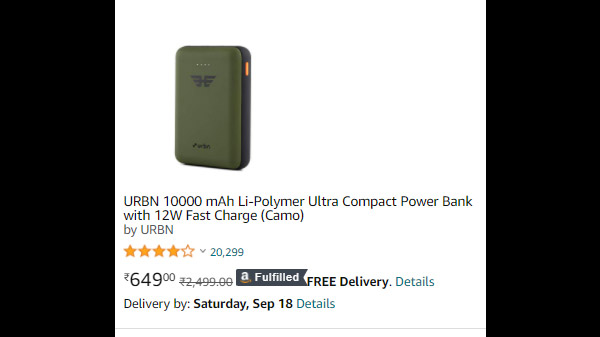 URBN 10000 mAh Li-Polymer Ultra Compact Power Bank with 12W Fast Charge
