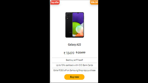Samsung Galaxy A22 (10% Off)