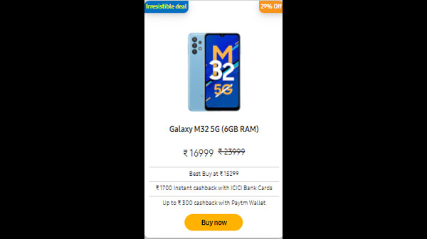 Samsung Galaxy M32 5G (8GB RAM) (27% Off)