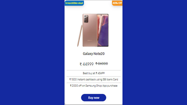 Samsung Galaxy Note20 (48% Off)