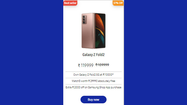 Samsung Galaxy Z Fold3 5G (13% Off)