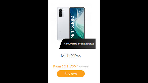 Rs. 4,000 extra off on Exchange Mi 11X Pro