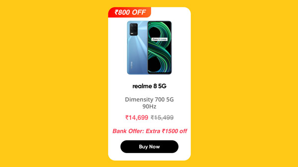 Realme 8 5G (Supersonic Black,4GB+128GB)