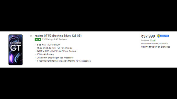 Realme GT 5G (Dashing Silver, 128 GB)  (8 GB RAM)