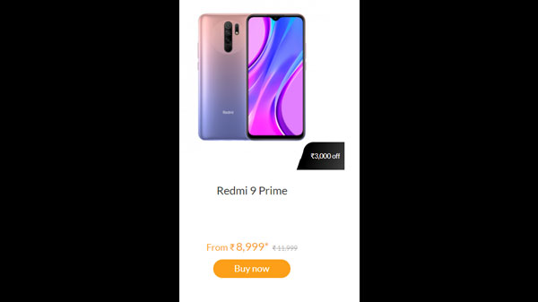 Rs. 3,000 off on Redmi 9 Prime