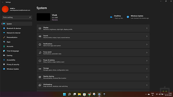 Streamlined Settings Menu