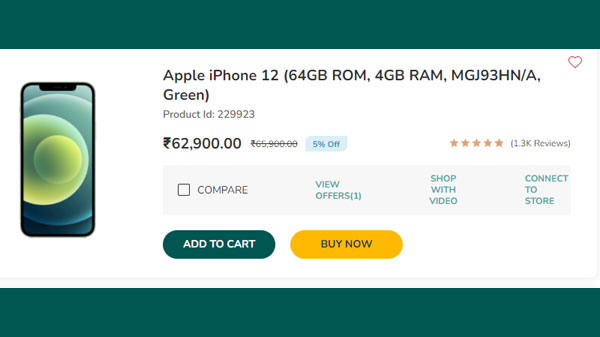 Apple iPhone 12 (64GB ROM, 4GB RAM, MGJ93HN/A, Green)