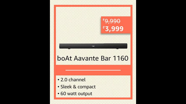 boAt Aavante Bar 1160 60 Watt 2.0 Channel Wireless Bluetooth Soundbar