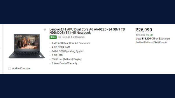 Lenovo E41 APU Dual Core A6 A6-9225