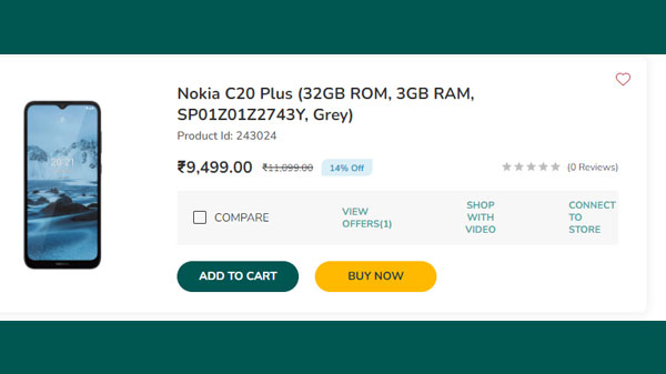 Nokia C20 Plus (32GB ROM, 2GB RAM, SP01Z01Z2741Y, Grey)