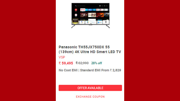 Panasonic Ultra HD (4K) Smart Android LED 55 inch(139 cm) TH55JX750DX