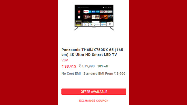 Panasonic Ultra HD (4K) Smart Android LED 65 inch(164 cm) TH65JX750DX (2021 Model Edition)