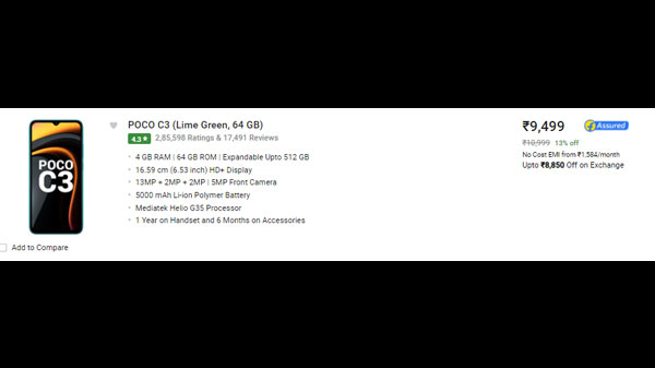 POCO C3 (Lime Green, 64 GB)  (4 GB RAM)