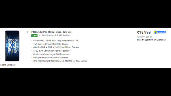 POCO X3 Pro (Steel Blue, 128 GB)  (6 GB RAM)