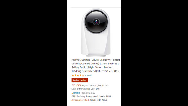 Realme 360 Deg 1080p Full HD WiFi Smart Security Camera