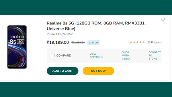 Realme 8s 5G (128GB ROM, 6GB RAM, RMX3381, Universe Blue)