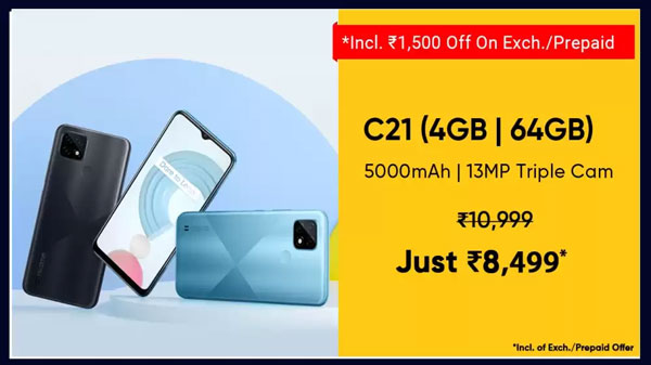 Realme C21 (Cross Blue, 64 GB)  (4 GB RAM)