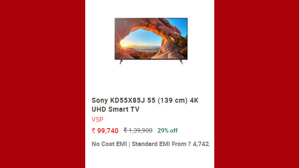 Sony X85J Ultra HD (4K) Smart Android LED 55 inch(139 cm) KD55X85J (2021 Model Edition)