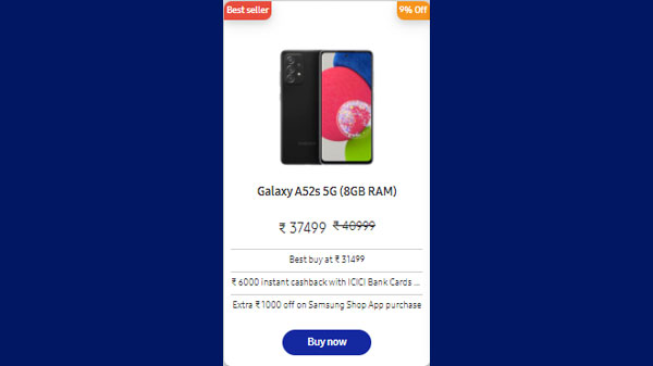 Samsung Galaxy A52s 5G (8GB RAM)