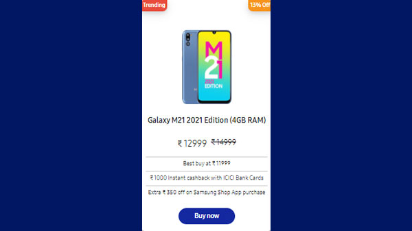 Samsung Galaxy M21 2021 Edition (4GB RAM)